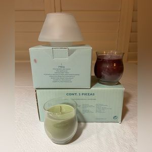 Partylite Mini Barrel Jar and 2 Mini Jar Candles